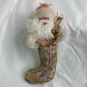 Collectible Santa Clause Tapestry Stocking Figurine Christmas Ornament Decor 12”